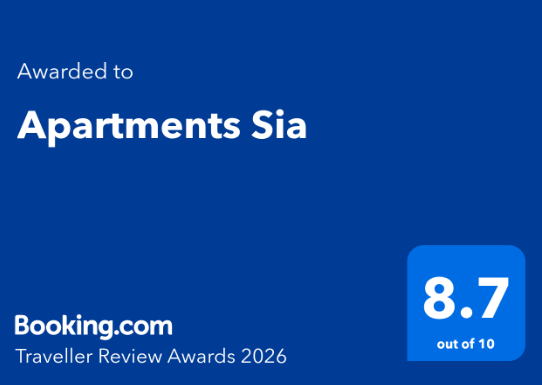 Booking.com Traveller Review Awards 2026 - Apartments Sia, ocena 8.7 od 10